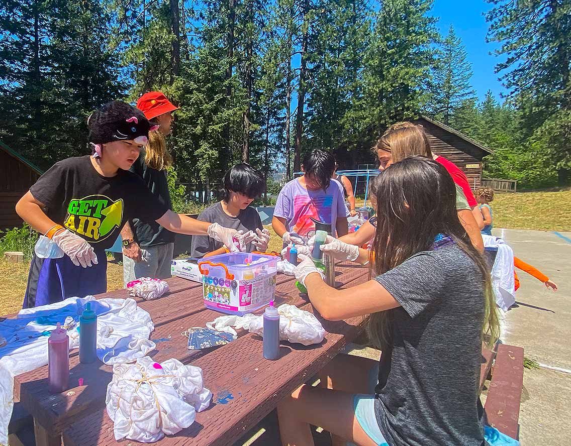 Middle school fine arts kids doing experiments